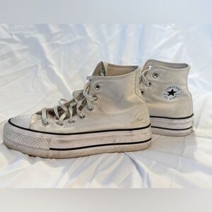 Platform white converse high top size 6 girls